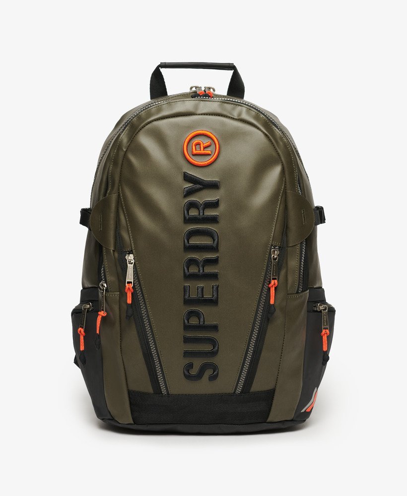 rugzak met zeildoekborduurwerk in olijfgroen afkomstig uit overtollige goederen.