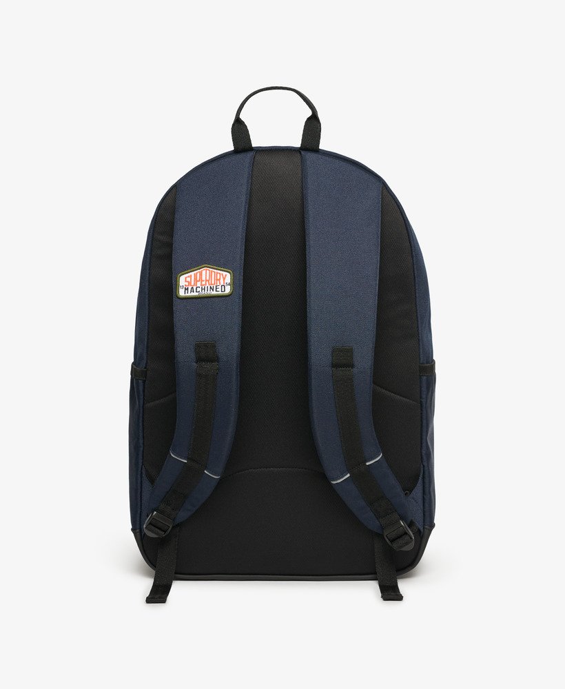 montana-rugzak met patches in marineblauw