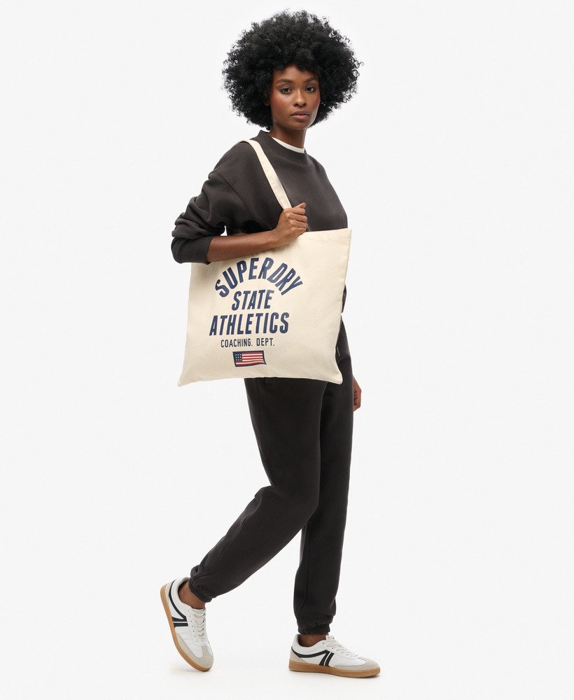 superdry tote in natural brownrichest navy