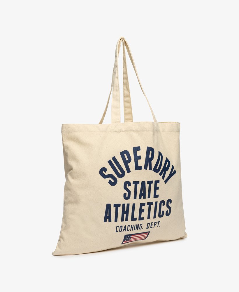 superdry tote in natural brownrichest navy