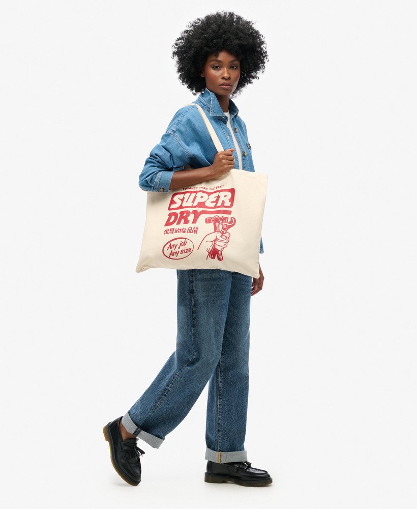 superdry tote in naturelbruinvarsityrood