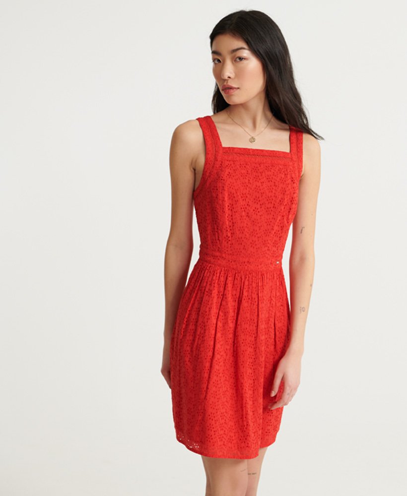 jurk van blaire broderie in appelrood