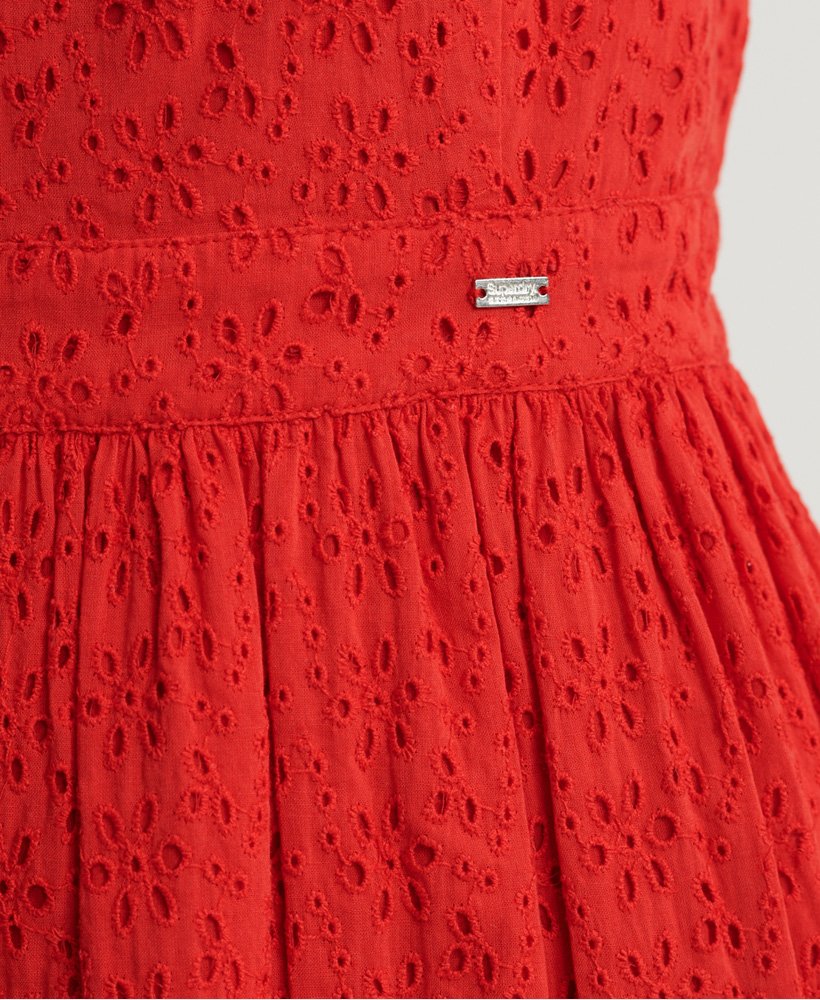 jurk van blaire broderie in appelrood