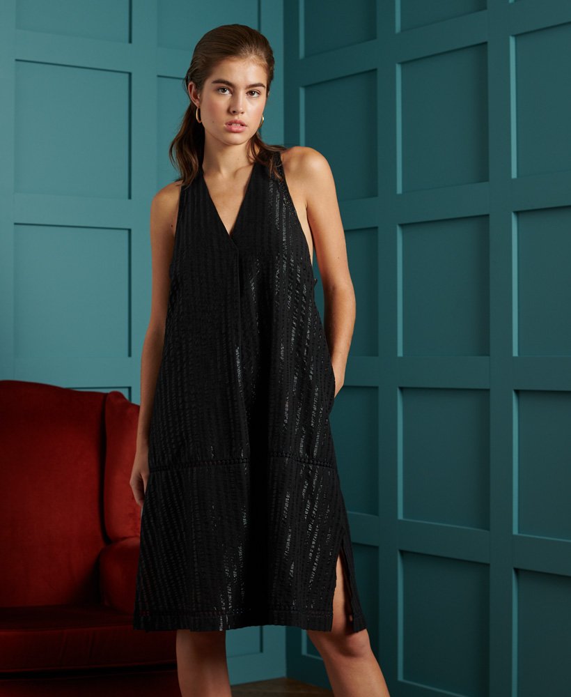 limited edition dry metallic shift dress in black metalic