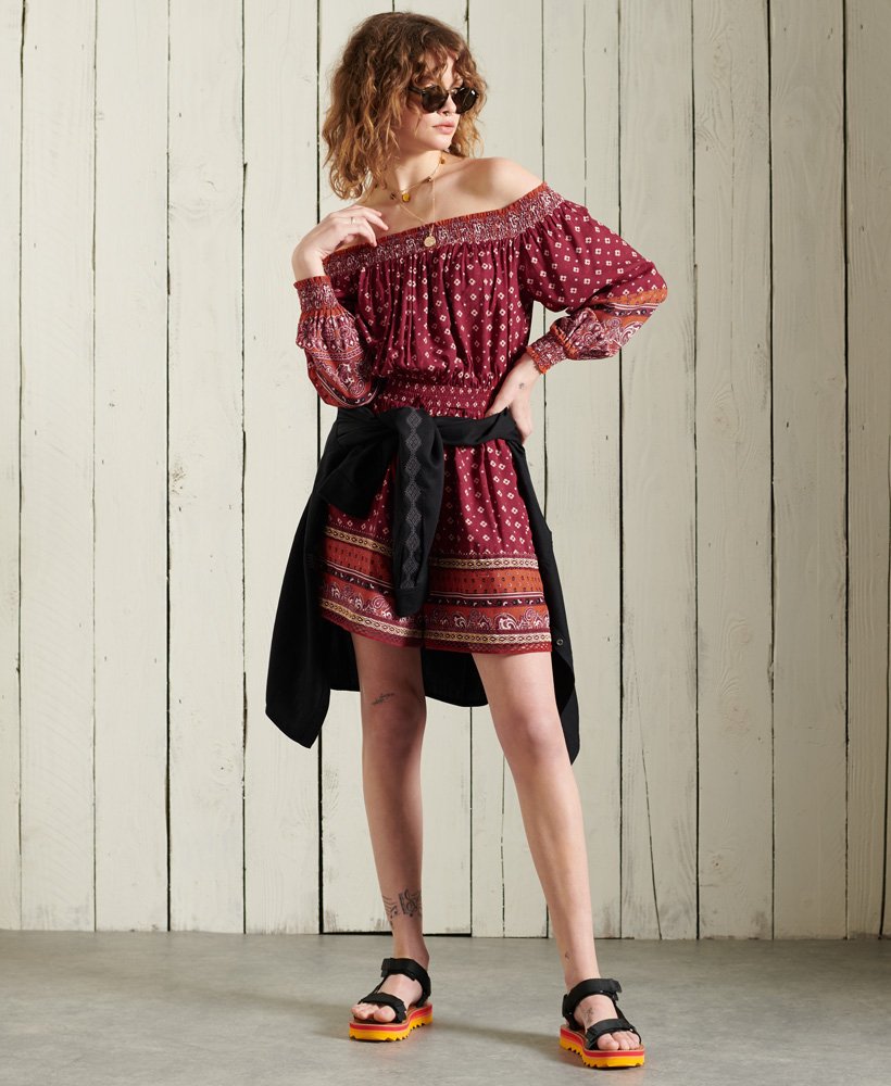 ameera off the shoulder playsuit in roestvrij