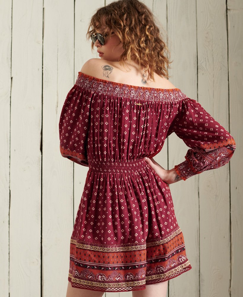 ameera off the shoulder playsuit in roestvrij
