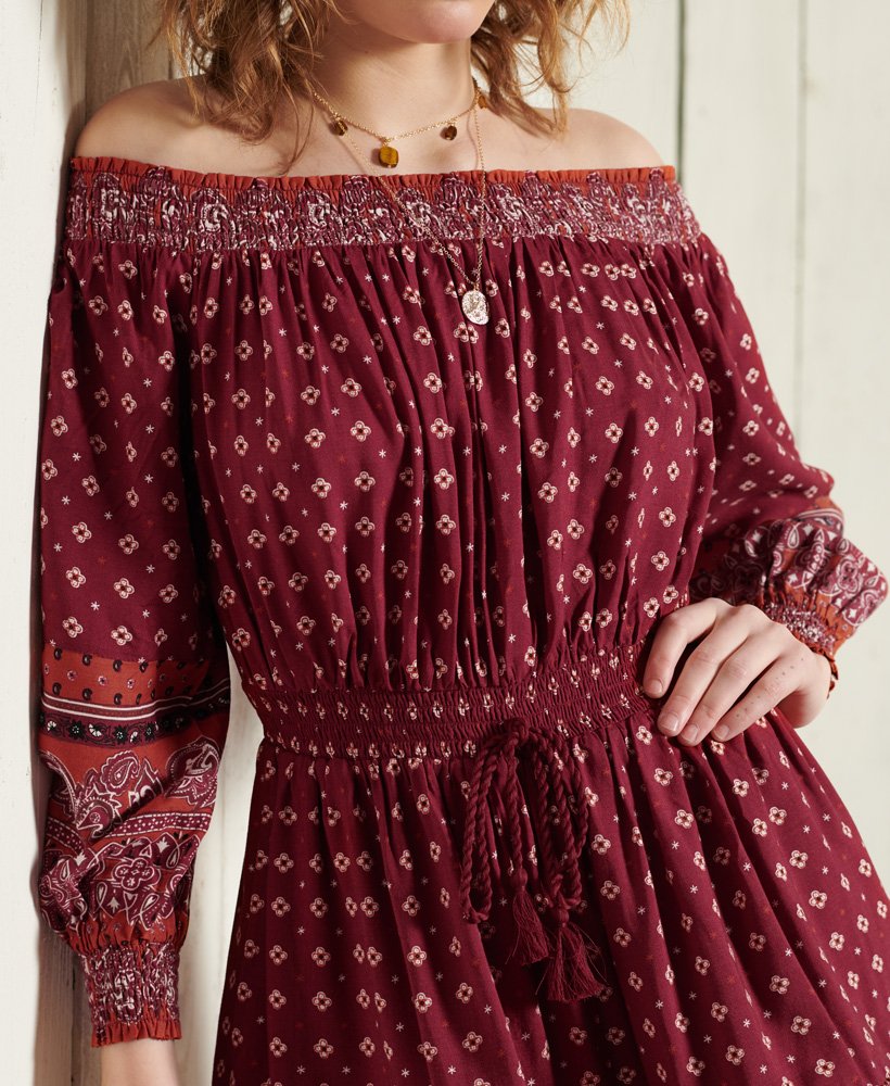 ameera off the shoulder playsuit in roestvrij