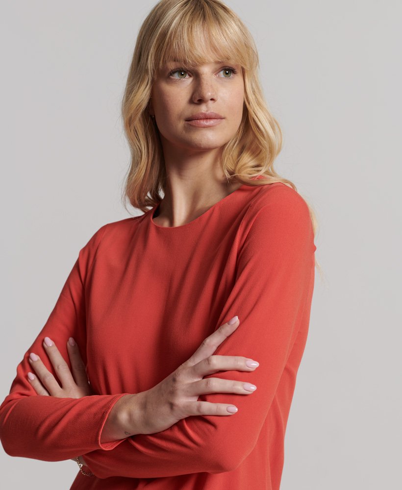 studios midi-jurk met lange mouwen in de kleur pureed pumpkin