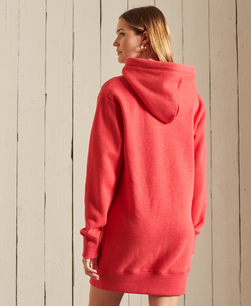 vintage hoodiejurk met geborduurd logo in papaja gemêleerde kleur.