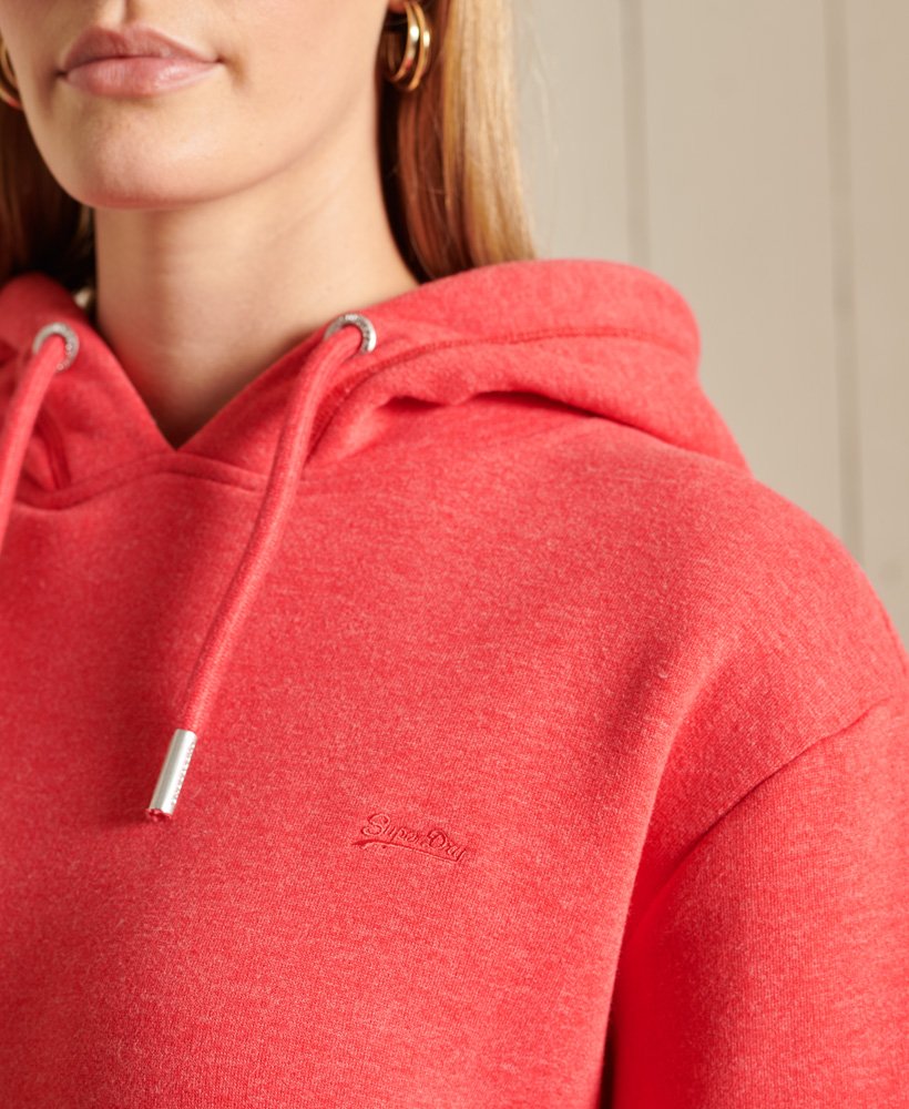 vintage hoodiejurk met geborduurd logo in papaja gemêleerde kleur.