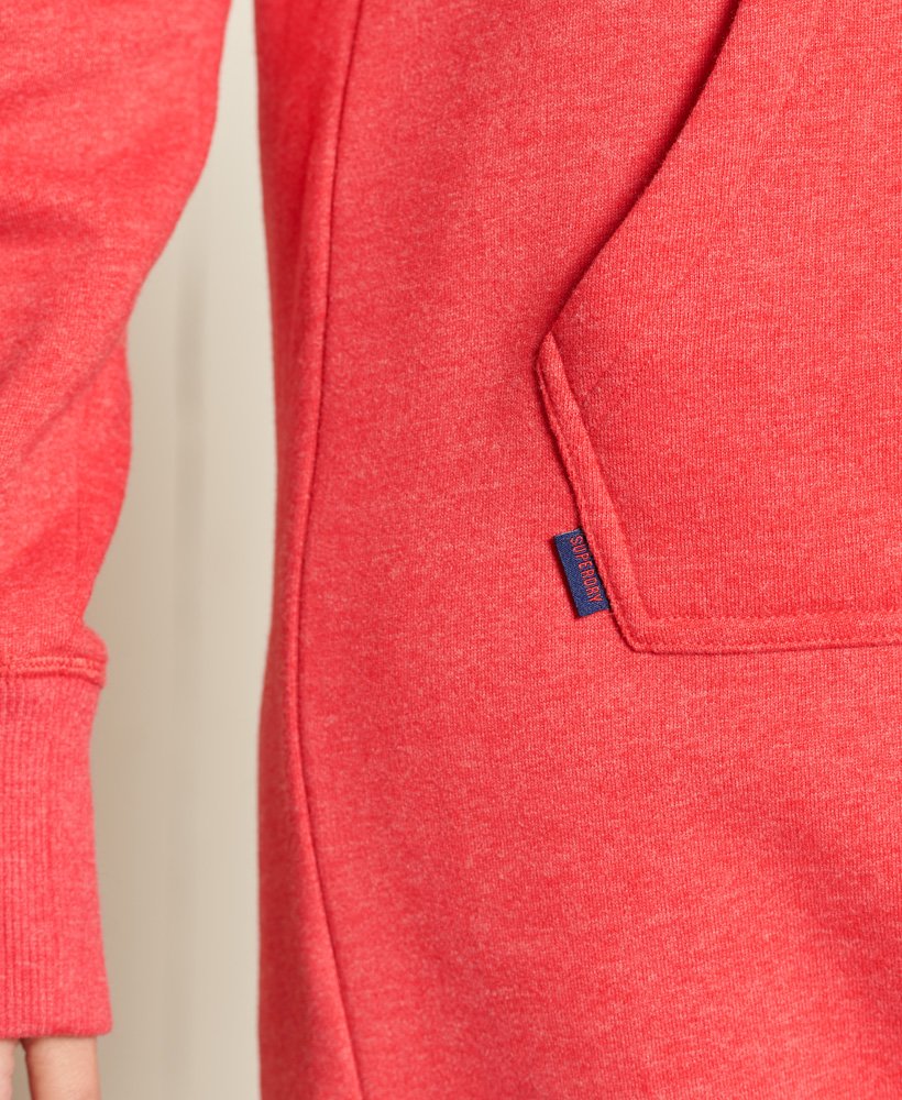 vintage hoodiejurk met geborduurd logo in papaja gemêleerde kleur.