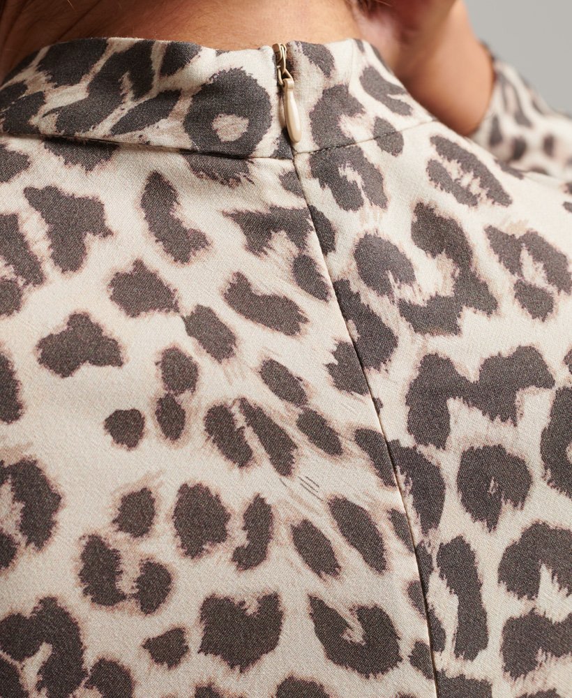 mini-jurk met lange mouwen en luipaardprint