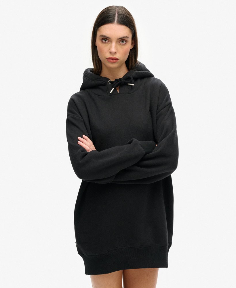 sweatshirtjurk van biologisch katoen met geborduurd logo in zwart