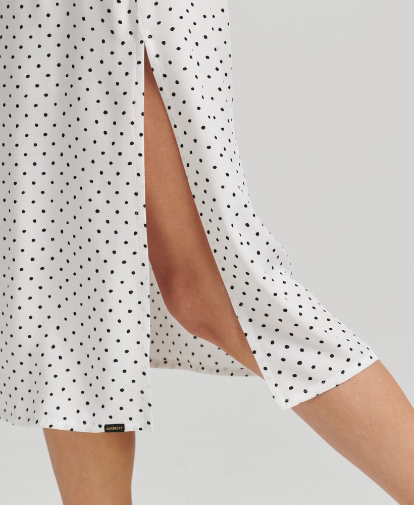 vintage cami-jurk met bandjes in zwart met stippen