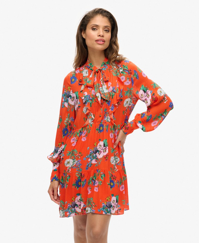 studios off duty mini-jurk in felrood met bloemenprint