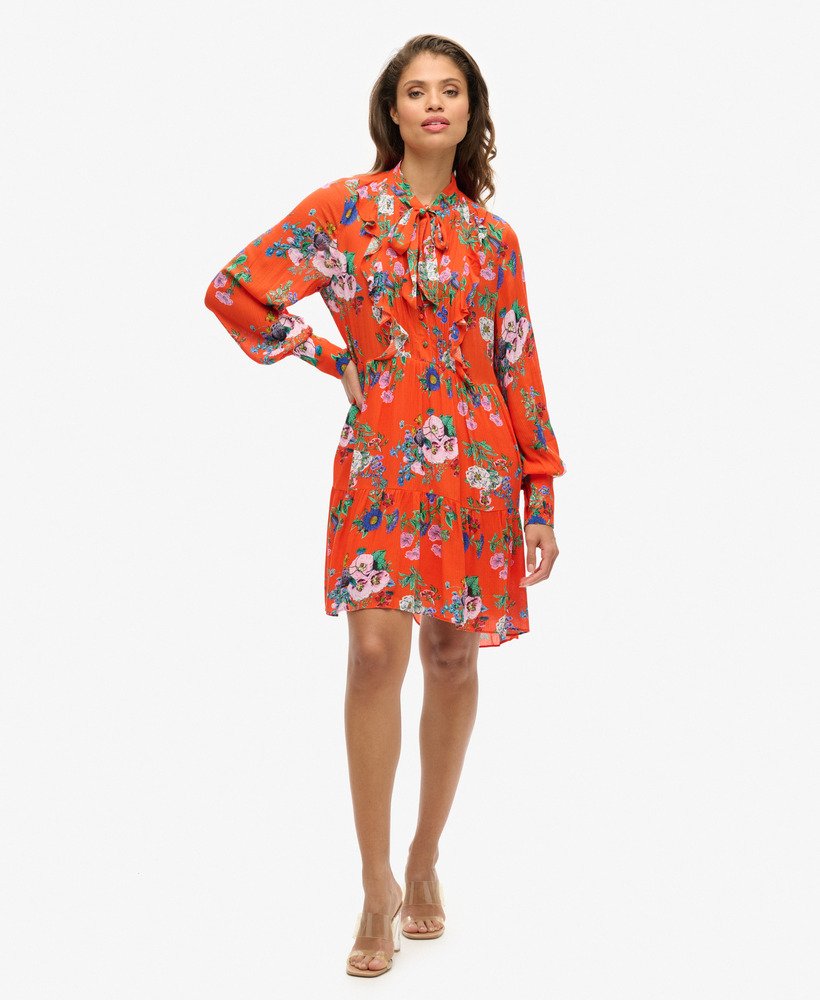 studios off duty mini-jurk in felrood met bloemenprint