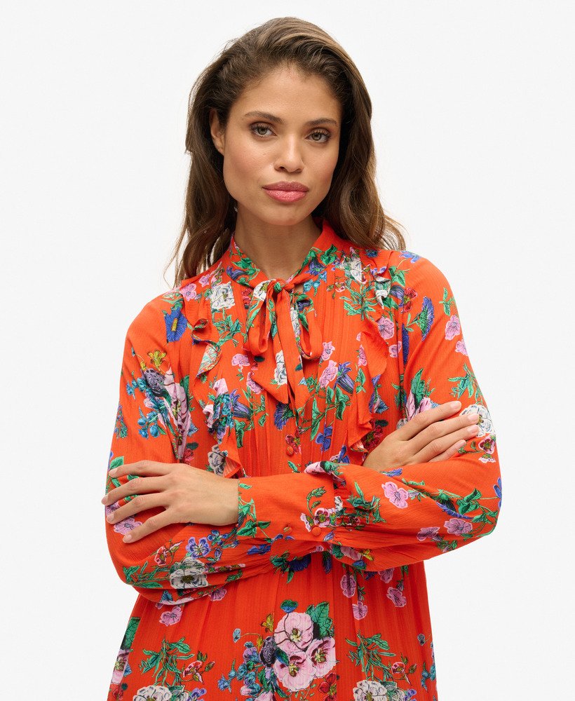 studios off duty mini-jurk in felrood met bloemenprint