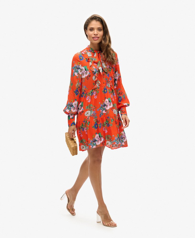studios off duty mini-jurk in felrood met bloemenprint