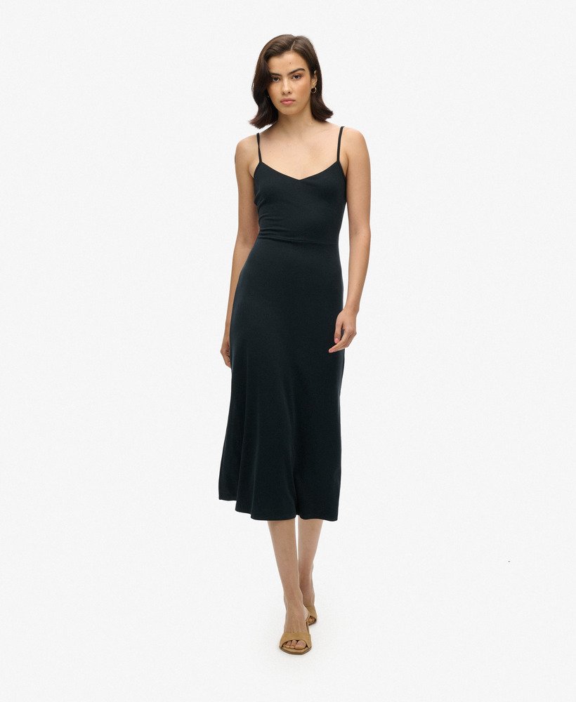 jersey jurk met open rug in zwart