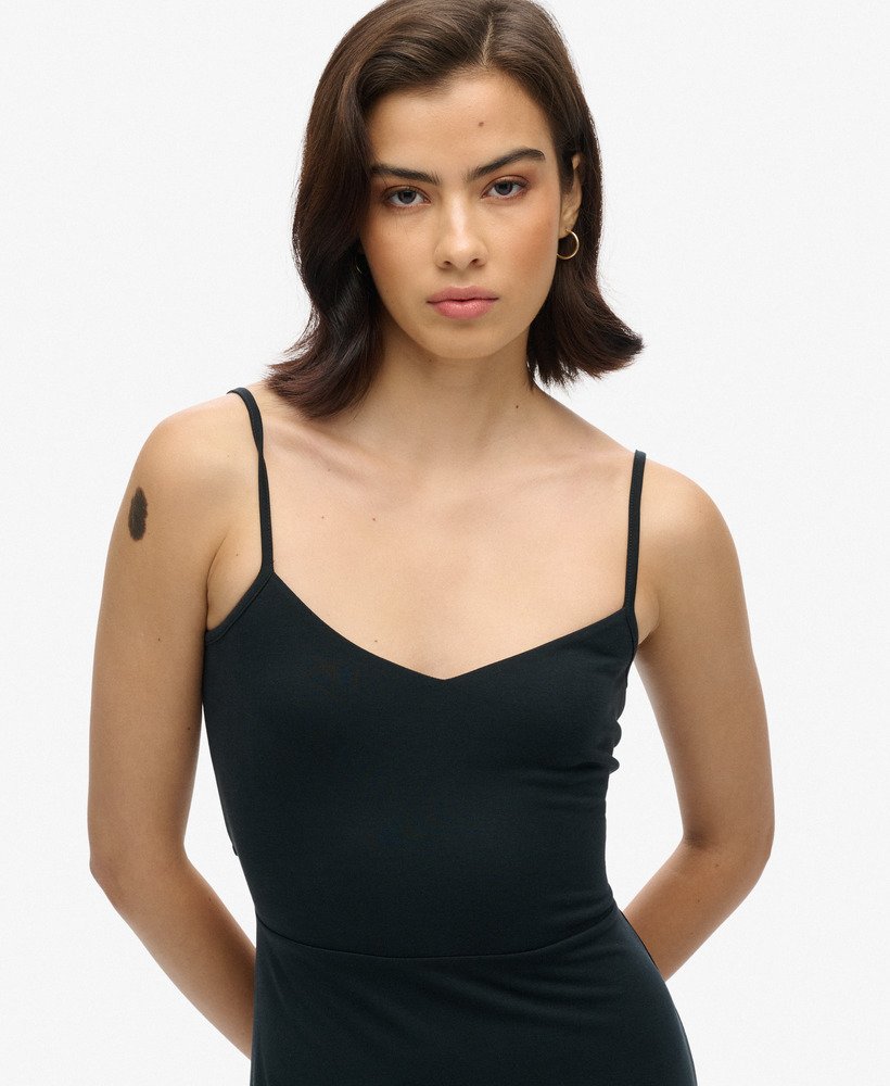 jersey jurk met open rug in zwart