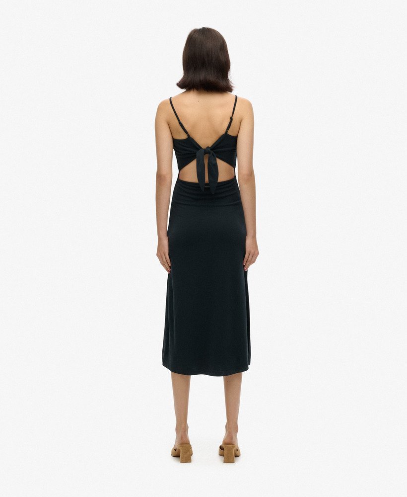 jersey jurk met open rug in zwart