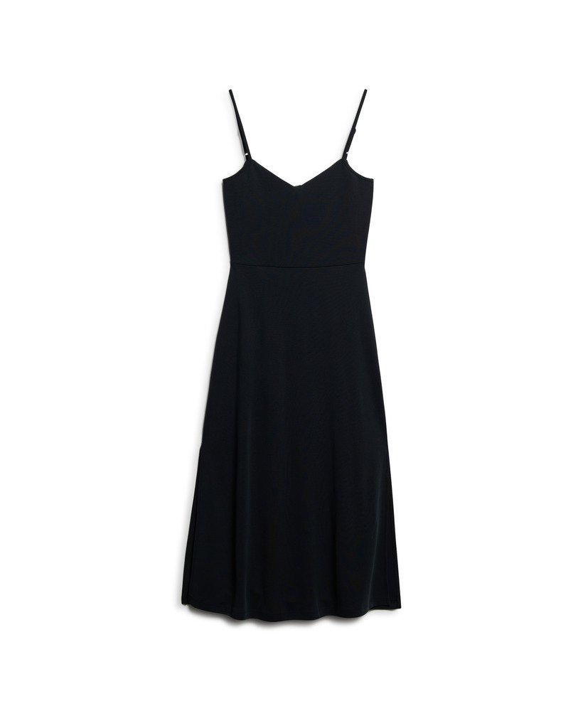 jersey jurk met open rug in zwart