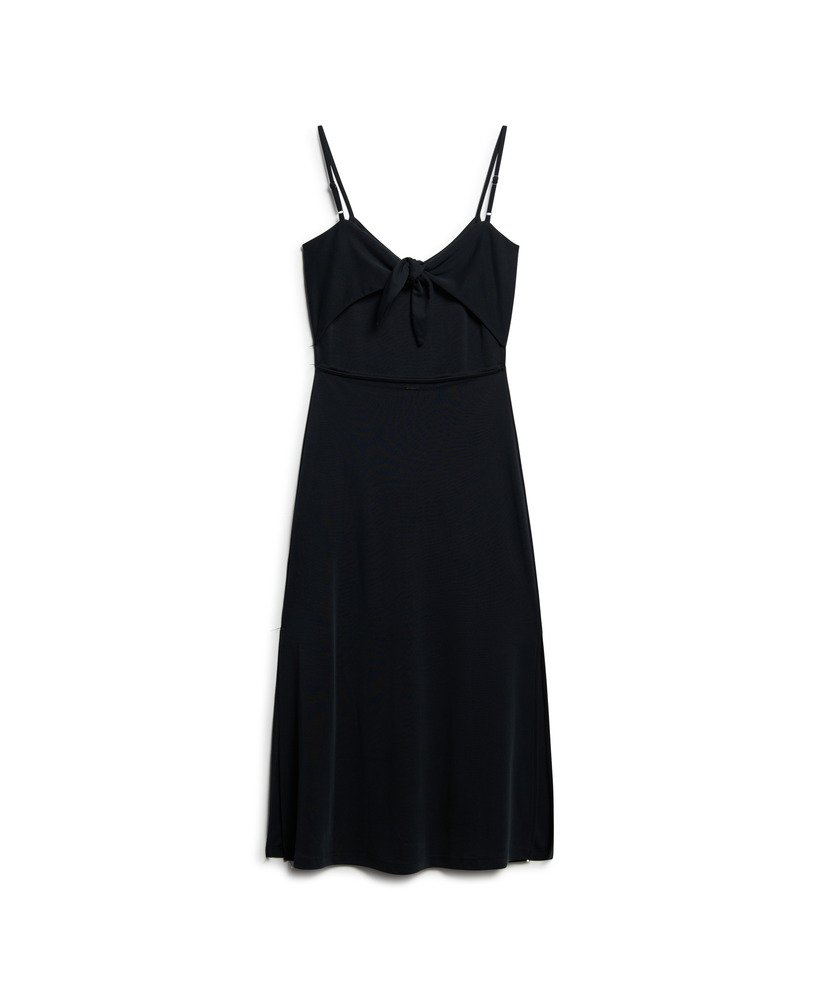 jersey jurk met open rug in zwart