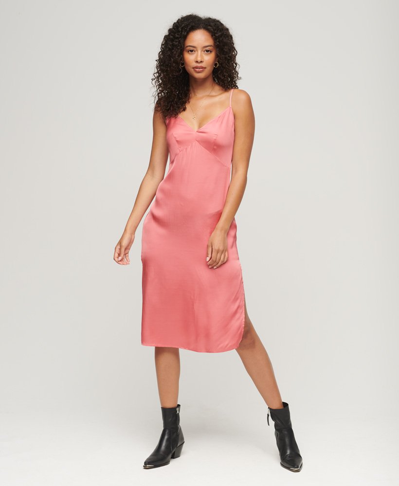 satijnen cami midi-jurk in mauve glow roze