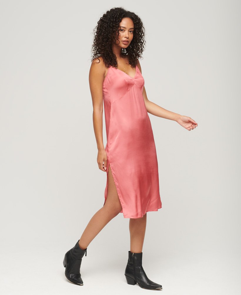 satijnen cami midi-jurk in mauve glow roze