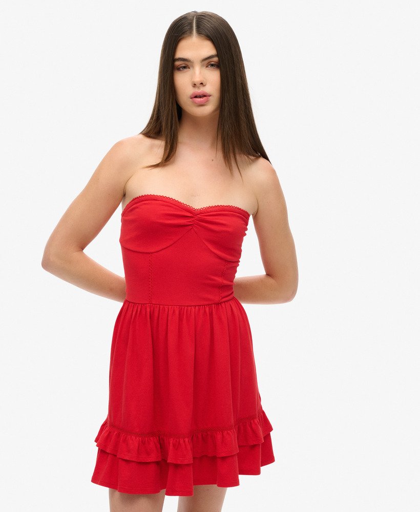 mini-jurkje met kanten bandeau uit de jaren 50 in risk red