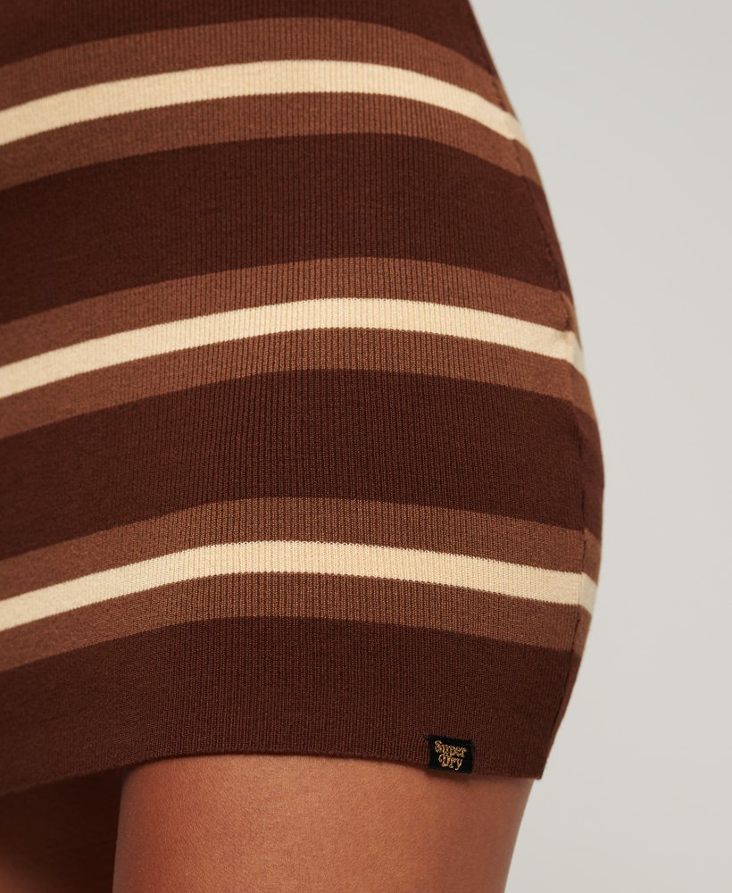 fijn gebreide mini-jurk in tanktopstijl in bizonbruinmarsepein.