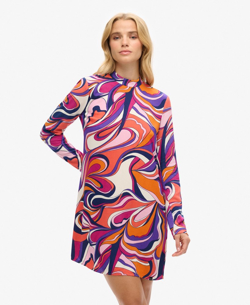 mini-jurk met lange mouwen en print in presley multi colour