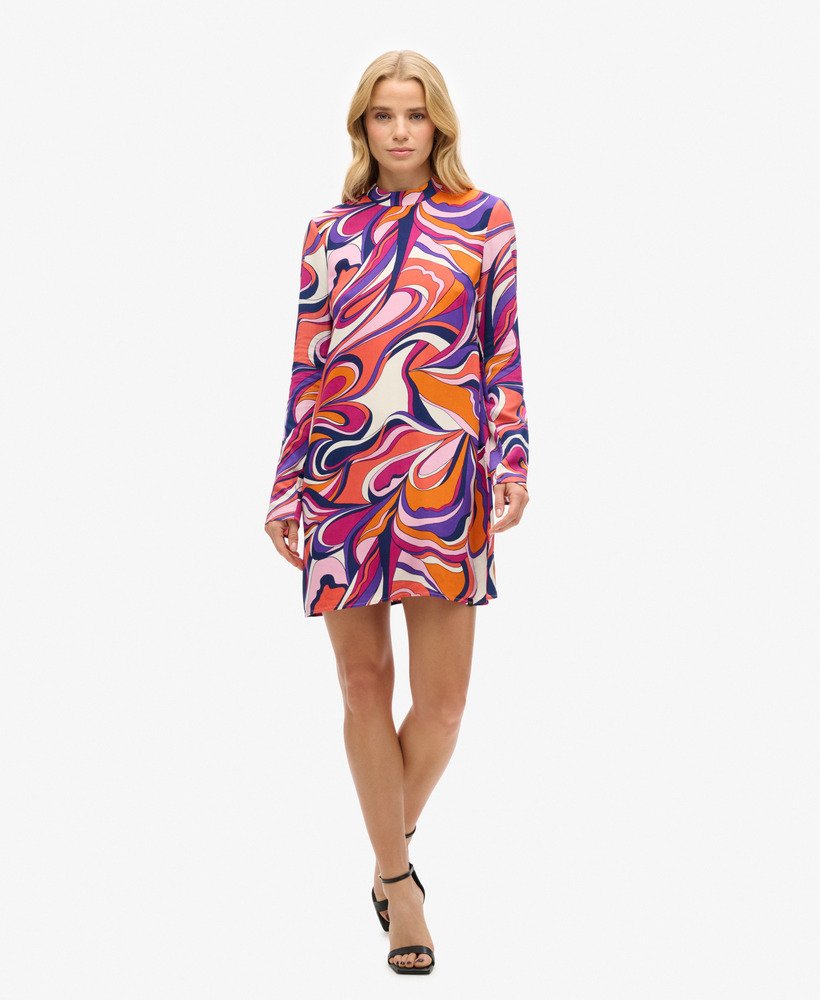 mini-jurk met lange mouwen en print in presley multi colour