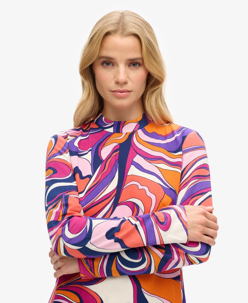 mini-jurk met lange mouwen en print in presley multi colour