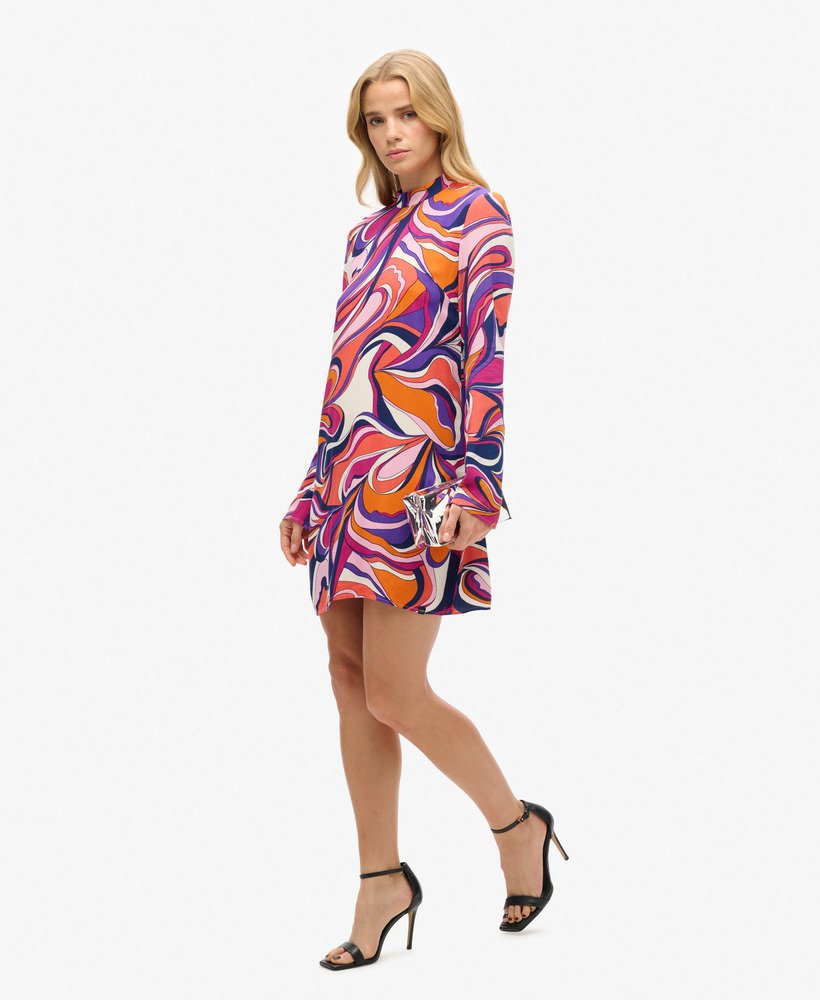 mini-jurk met lange mouwen en print in presley multi colour