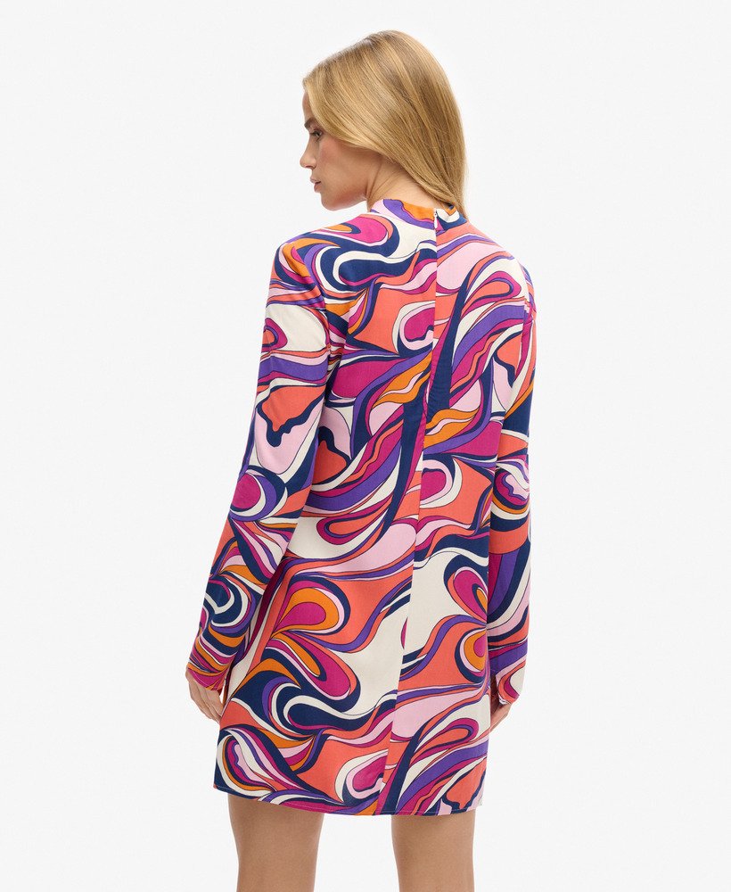 mini-jurk met lange mouwen en print in presley multi colour