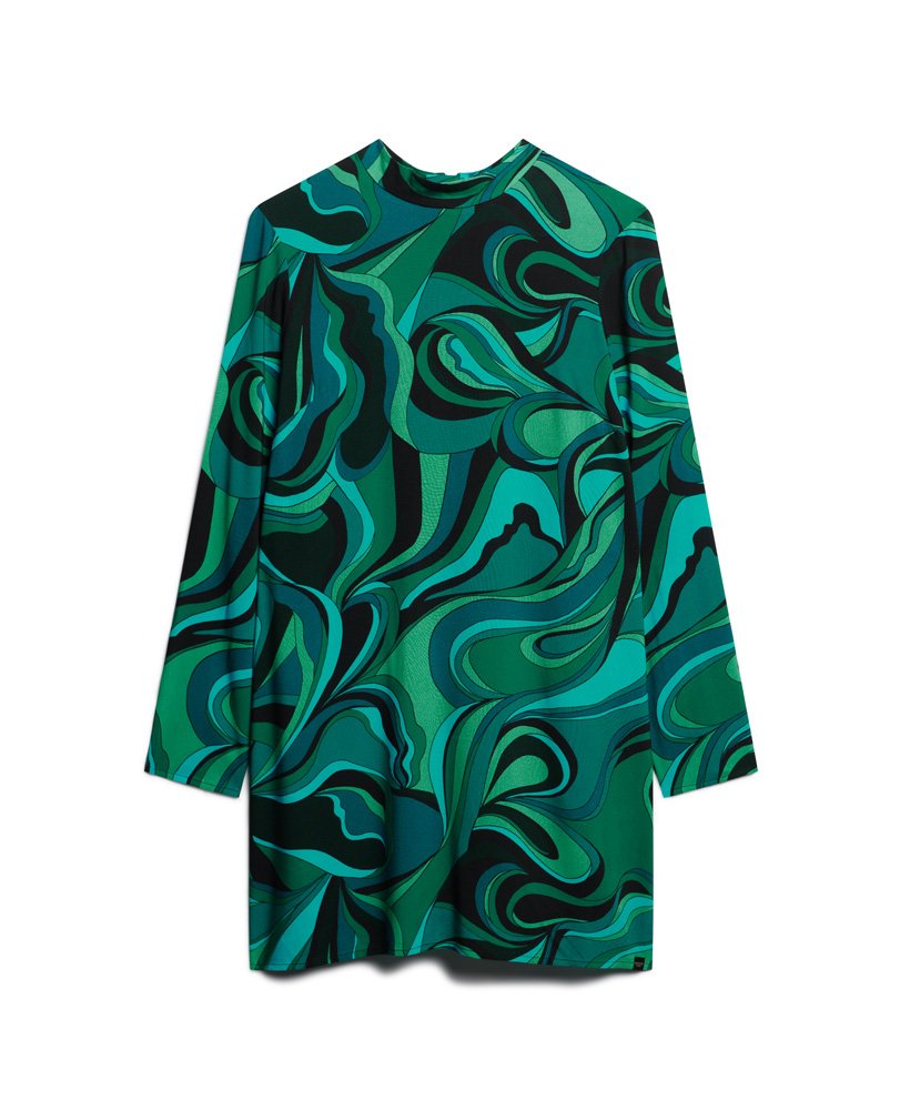 mini-jurk met lange mouwen en print in presley green