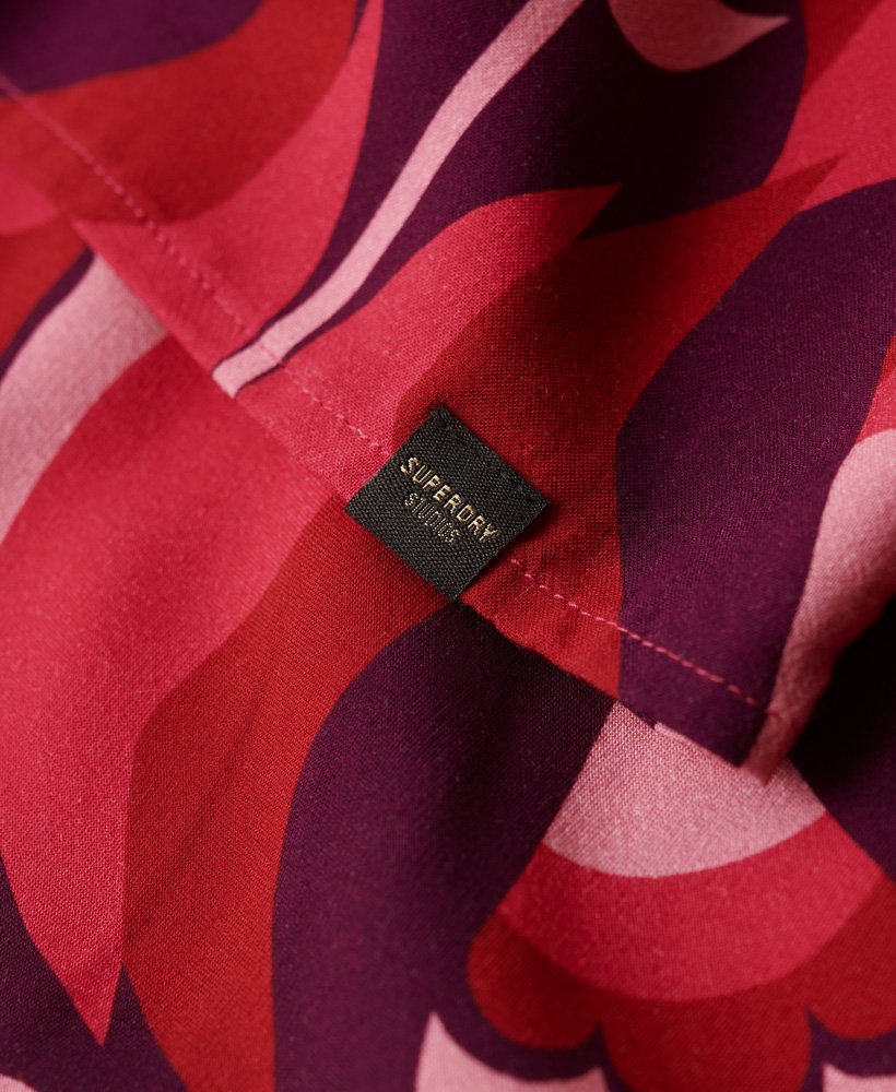 mini-jurk met lange mouwen en print van roze tulpen