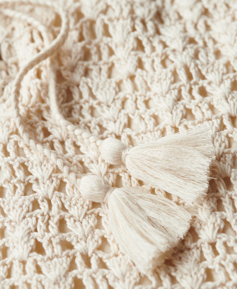 gehaakt camisole mini-jurkje in botercrème