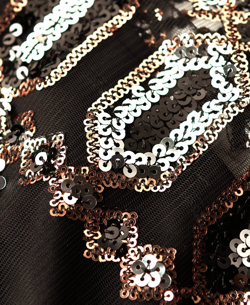 halter a-lijn jurk met art deco franjes en pailletten
