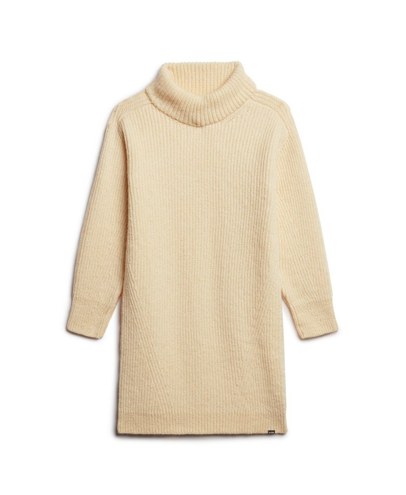 gebreide coltrui-jurk in braziliaans zandbeige