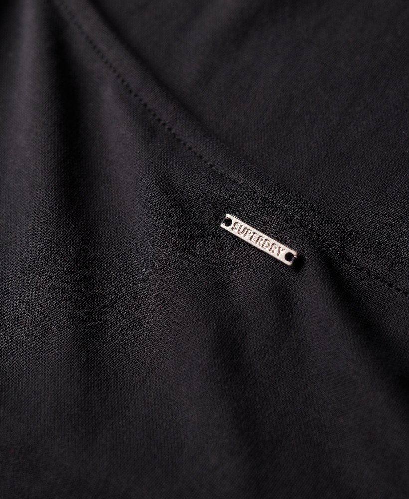 jersey midi-jurk met gedraaide rug in zwart