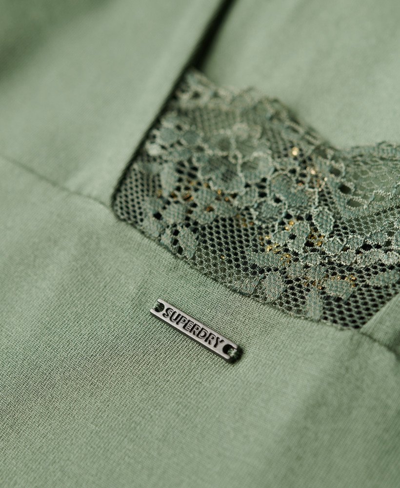 jersey midi-jurk met kanten achterkant in laurel khaki