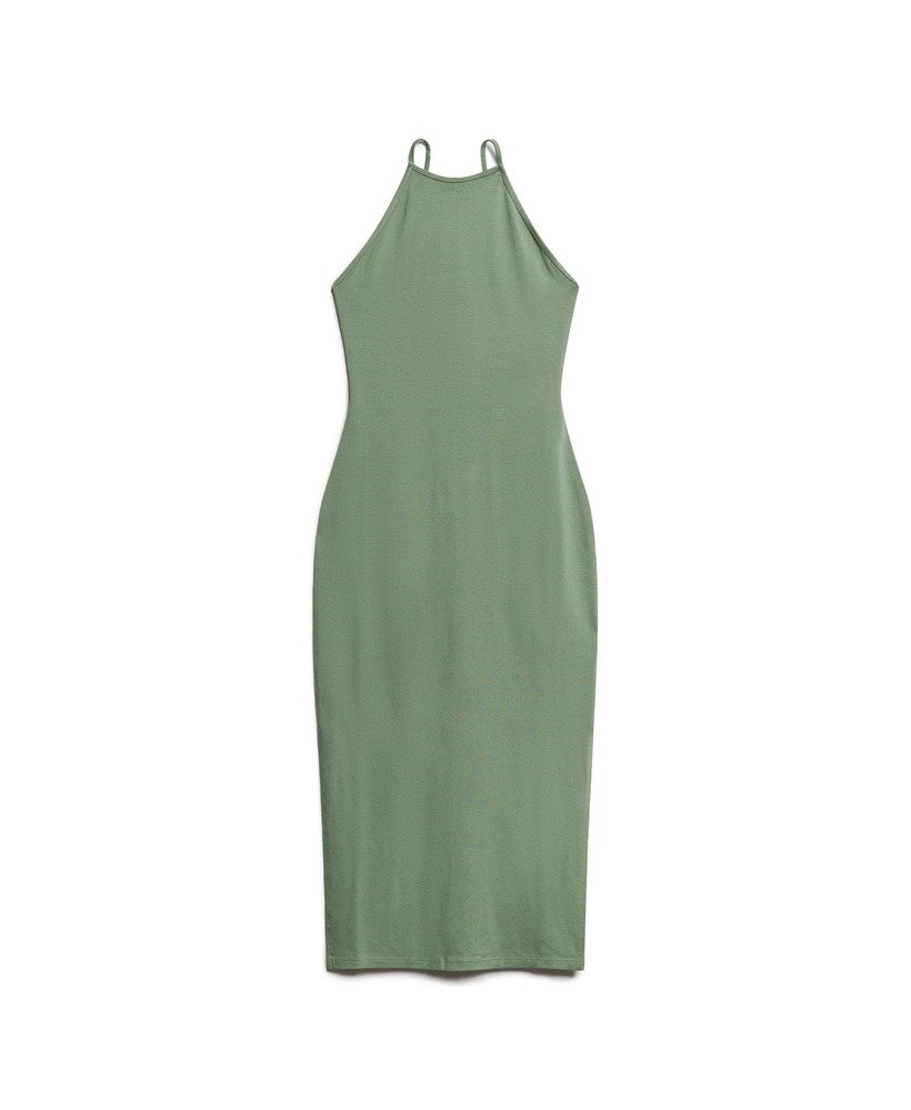 jersey midi-jurk met kanten achterkant in laurel khaki