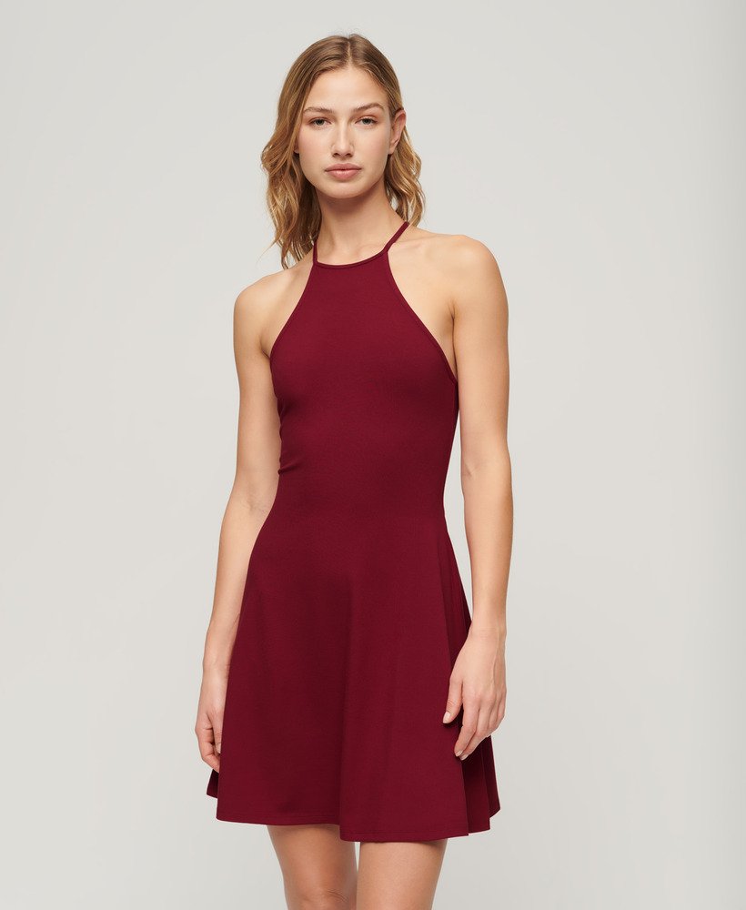 mini jersey fit-and-flare jurk in red dahlia