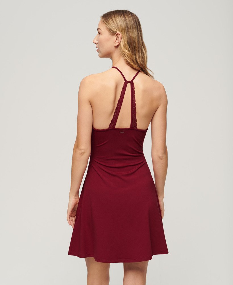 mini jersey fit-and-flare jurk in red dahlia
