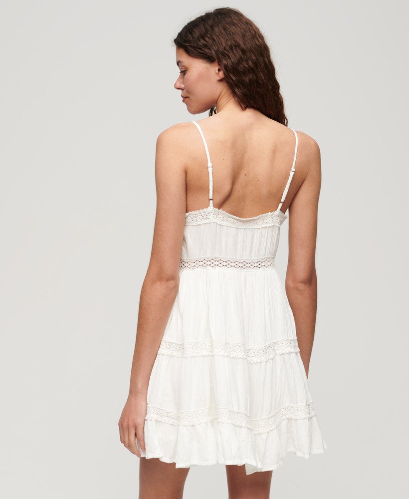 alana kanten cami-jurk in gebroken wit