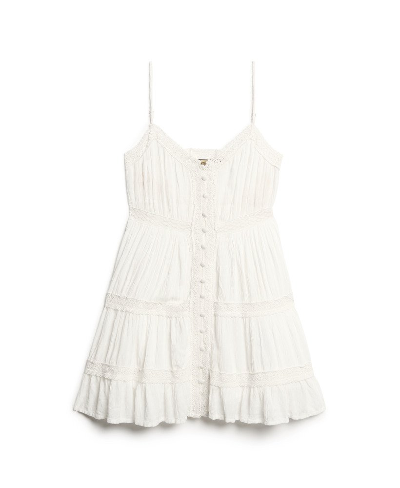 alana kanten cami-jurk in gebroken wit