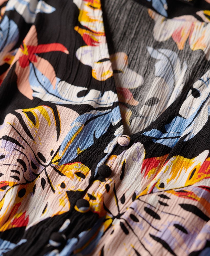 playsuit met korte mouwen in aquarel tropisch oranje.