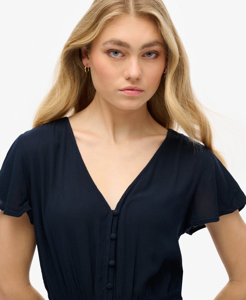 playsuit met korte mouwen voor op het strand in eclipse navy